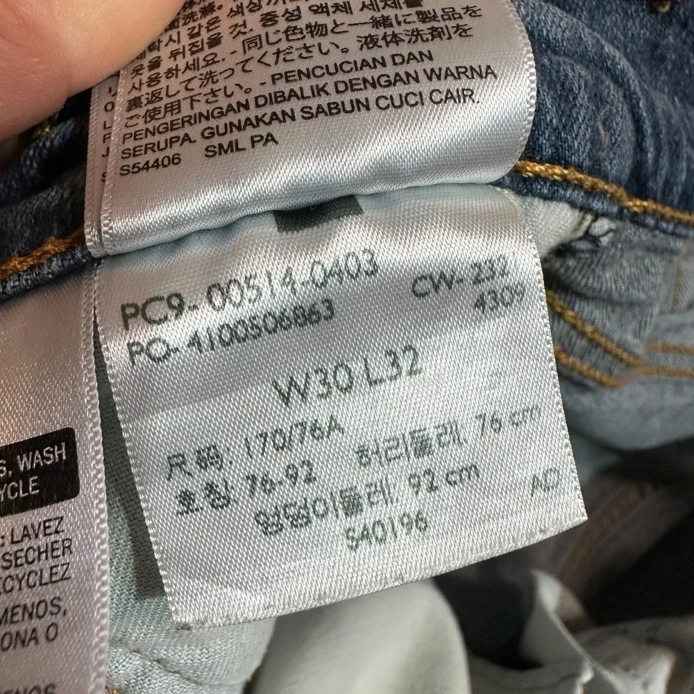 Levi's 514 Slim Straight Blue Jeans Mens Size 30x32 Levis